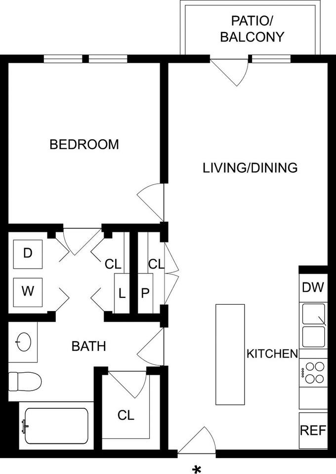 Floorplan diagram for A1O, showing 1 bedroom