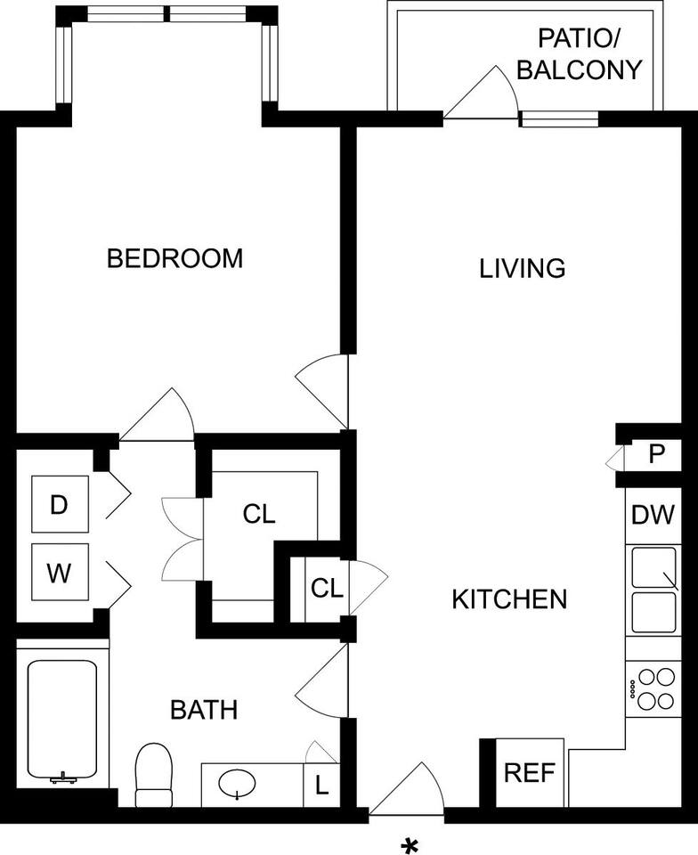 Floorplan diagram for A1Q, showing 1 bedroom