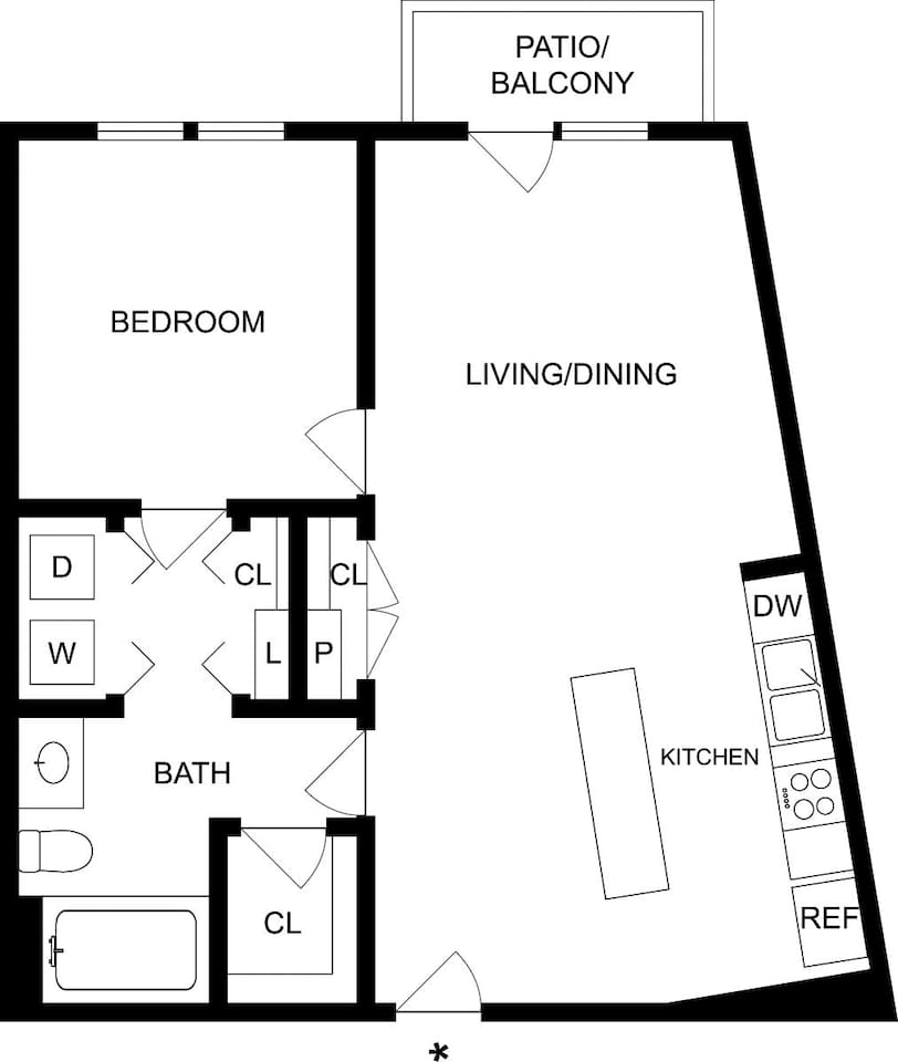 Floorplan diagram for A1V, showing 1 bedroom