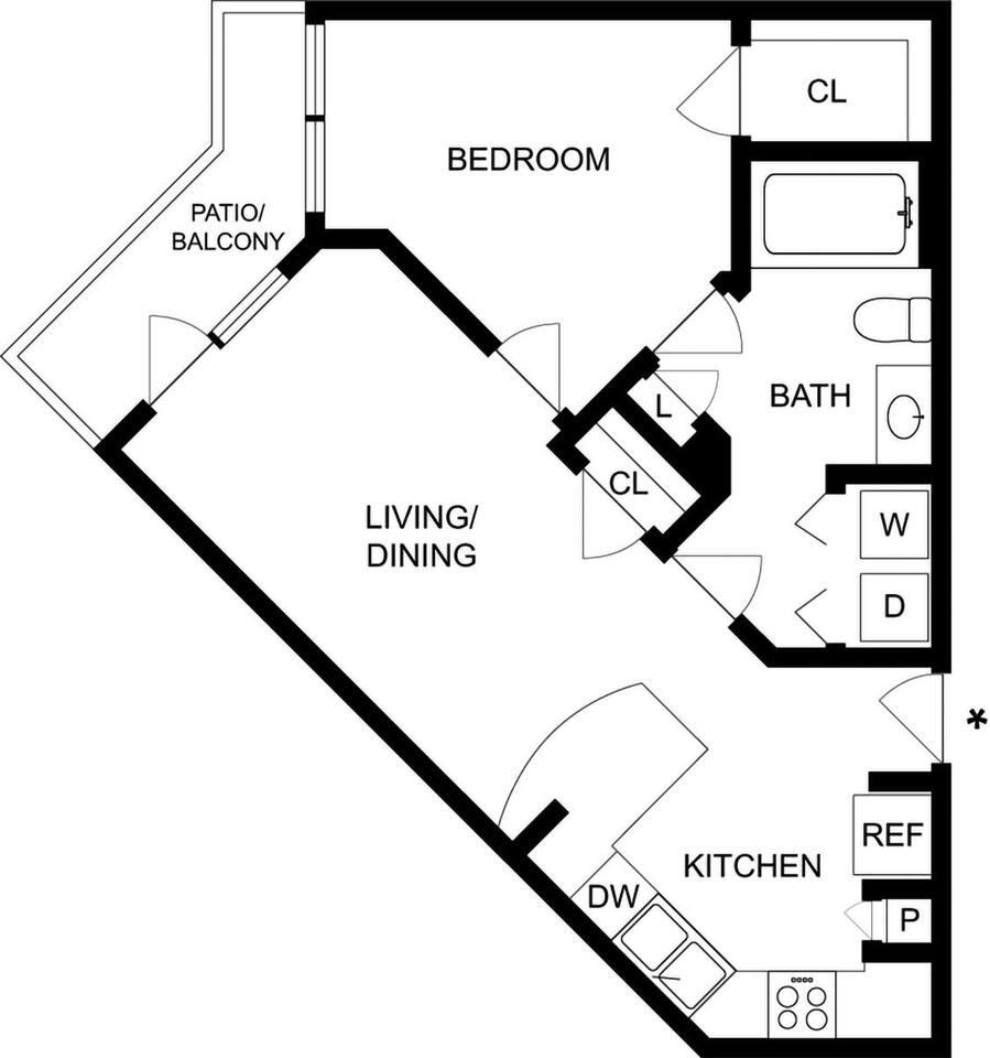 Floorplan diagram for A1HP1, showing 1 bedroom