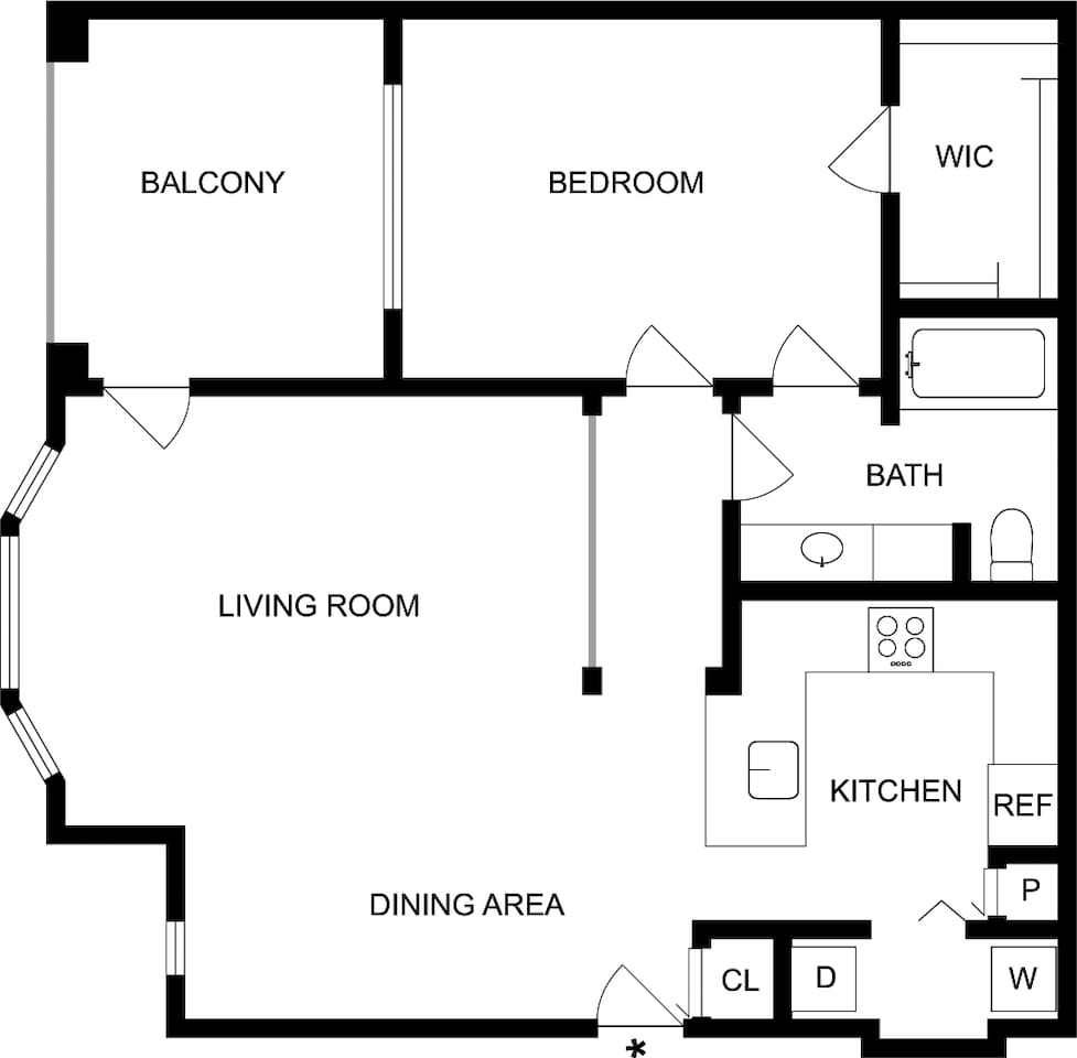 Floorplan diagram for Napier, showing 1 bedroom