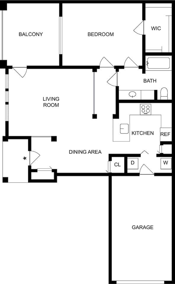 Floorplan diagram for Nelson, showing 1 bedroom