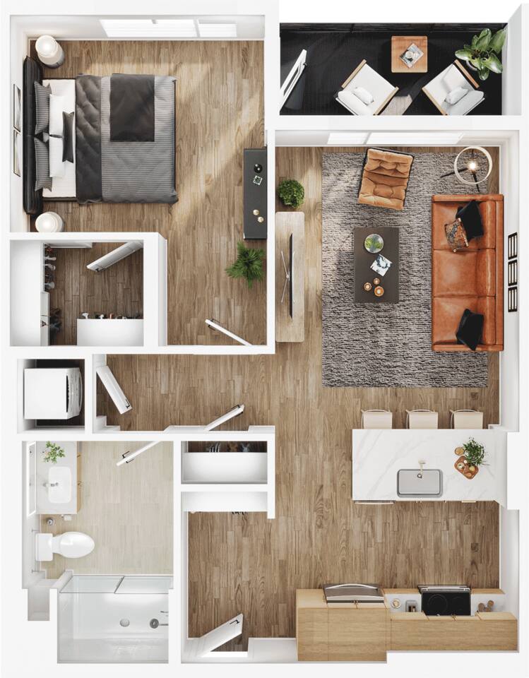 Floorplan diagram for A1, showing 1 bedroom