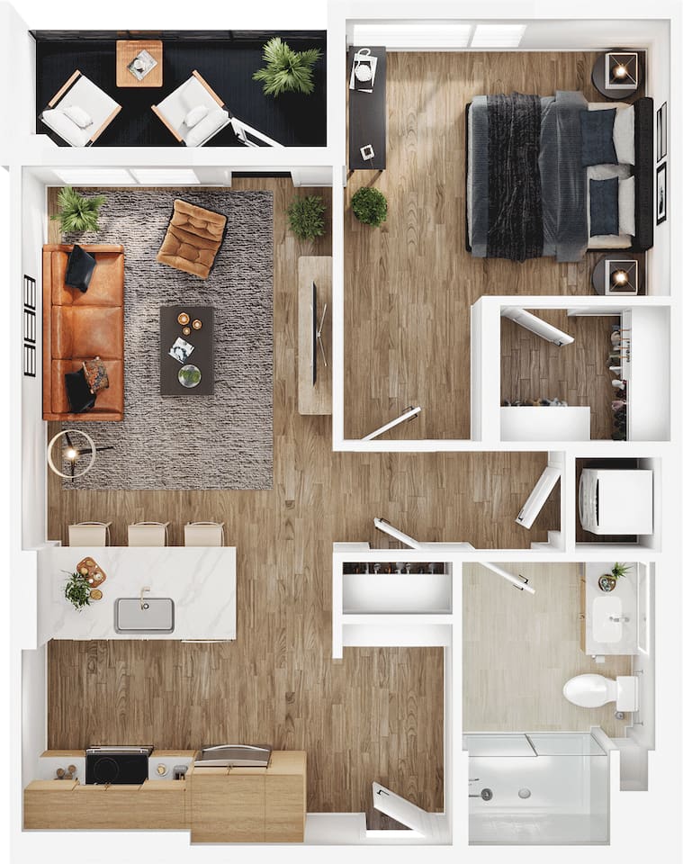 Floorplan diagram for A1-a, showing 1 bedroom