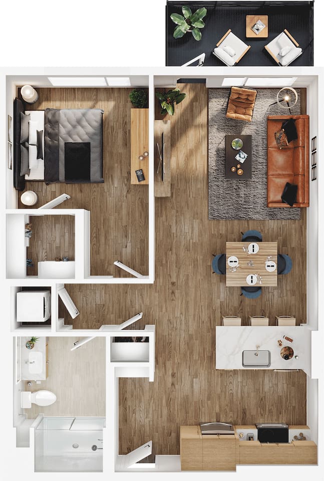 Floorplan diagram for A2.1a, showing 1 bedroom