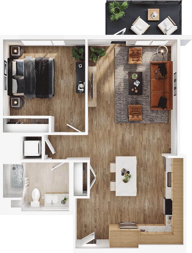 Floorplan diagram for A2.2a, showing 1 bedroom