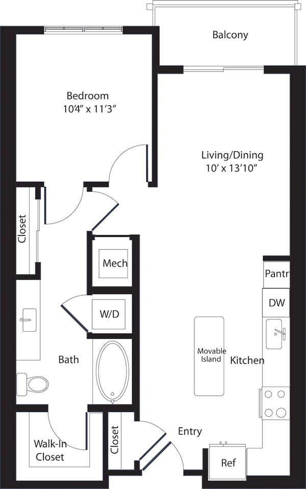 Floorplan diagram for Manhattan, showing 1 bedroom