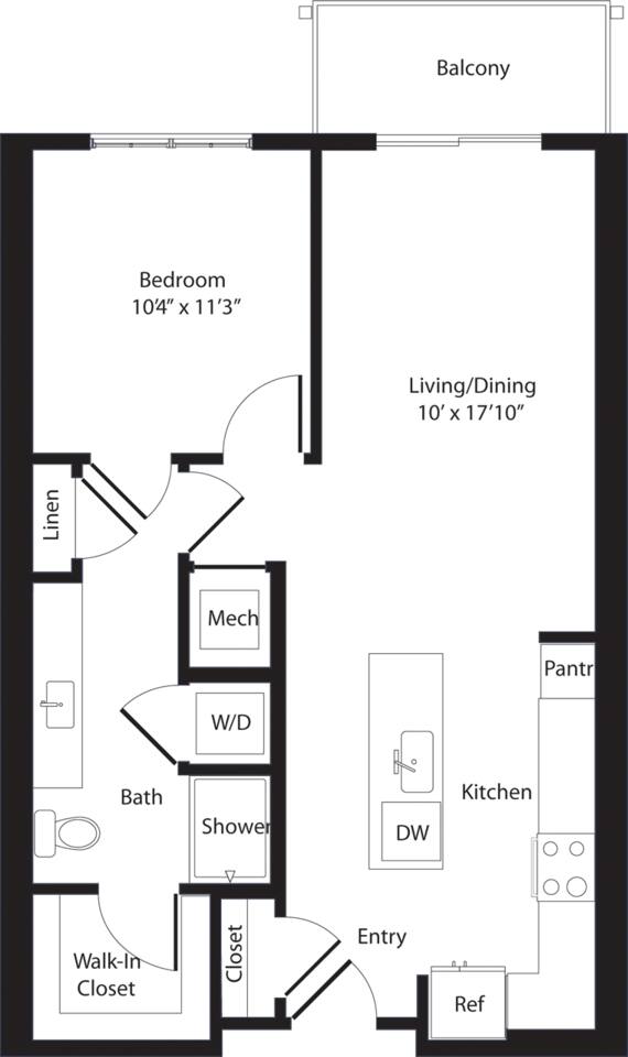 Floorplan diagram for Margarita, showing 1 bedroom