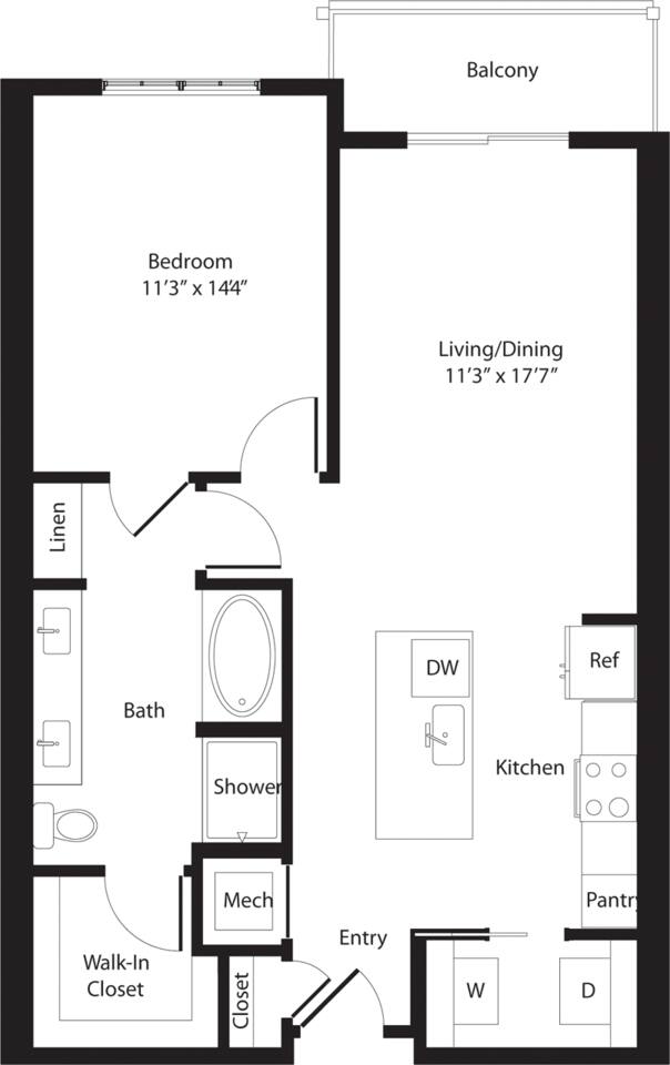 Floorplan diagram for Gin Fizz, showing 1 bedroom