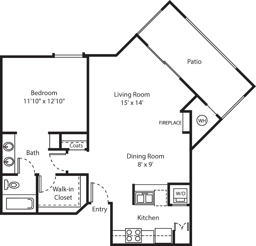 Floorplan diagram for Venezia, showing 1 bedroom