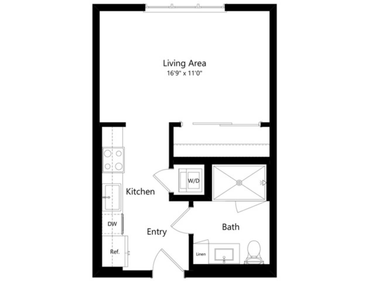 Floorplan diagram for S1, showing Studio