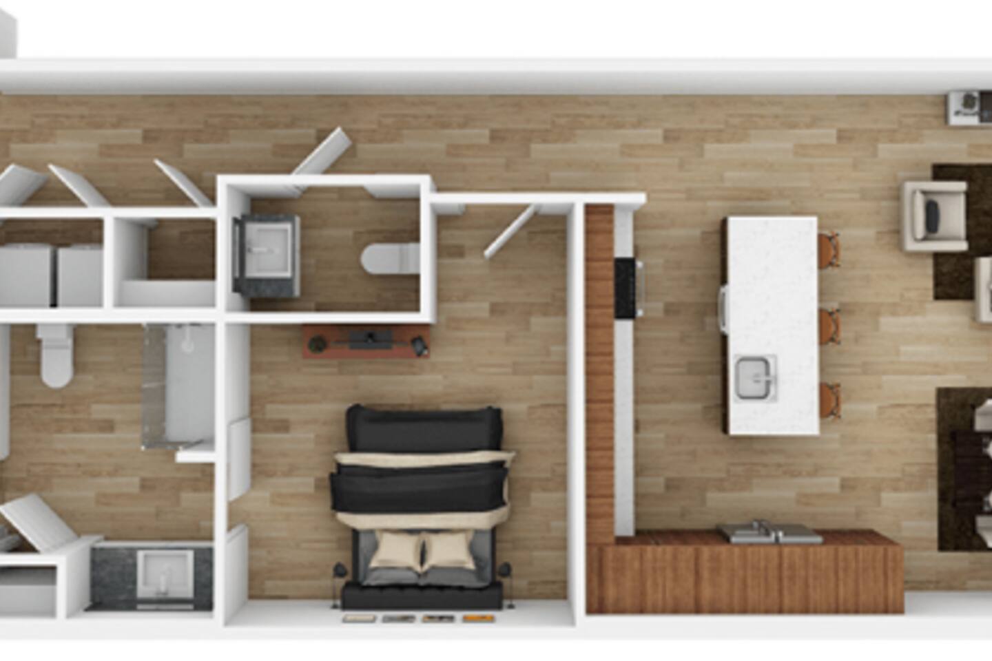 Floorplan diagram for D1A, showing 1 bedroom