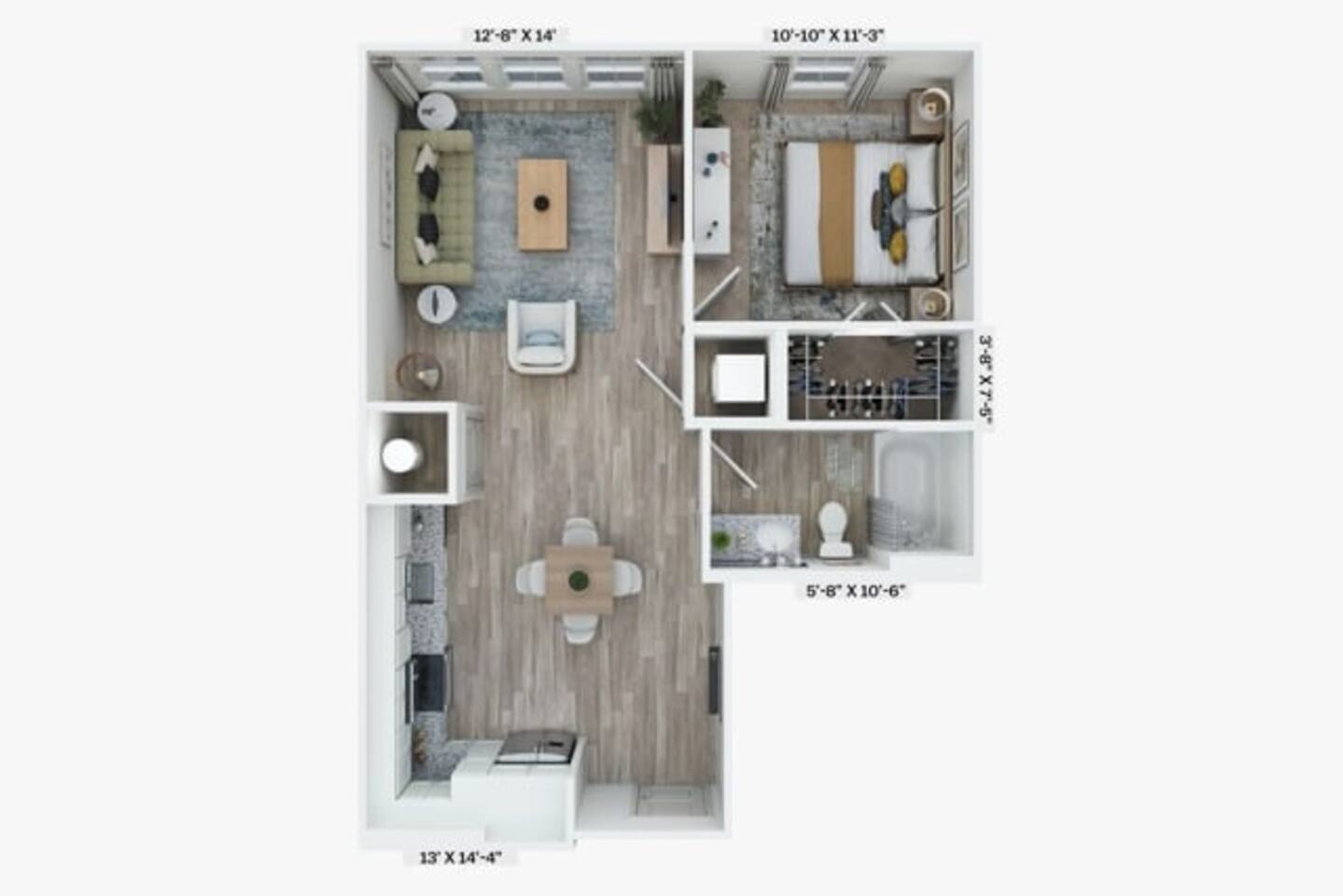 Floorplan diagram for A1, showing 1 bedroom