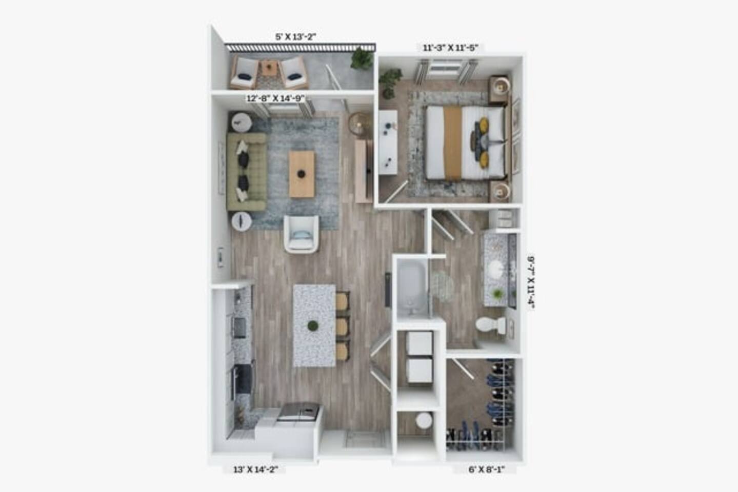 Floorplan diagram for A2, showing 1 bedroom