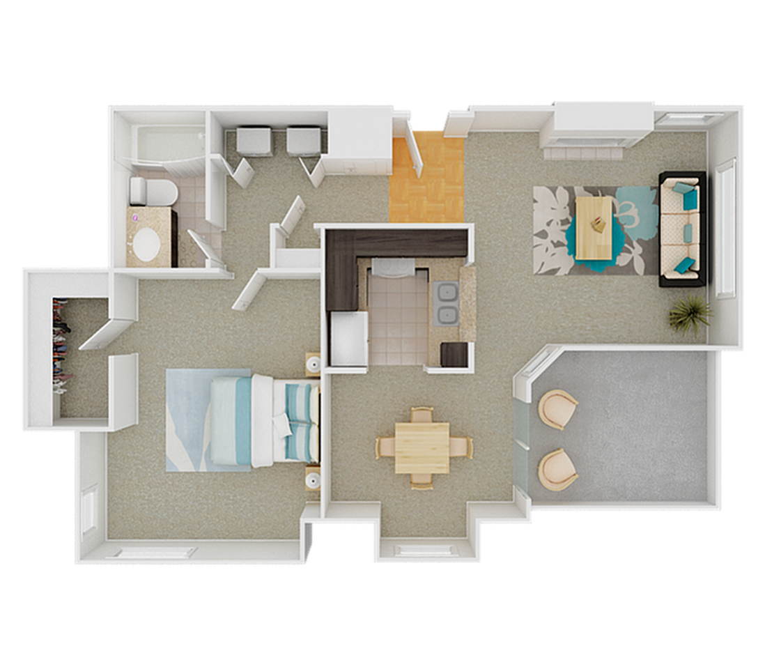 Floorplan diagram for Tamarack, showing 1 bedroom