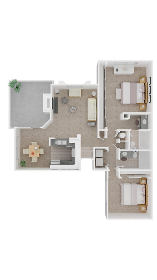 Floorplan diagram for Cypress 2, showing 2 bedroom