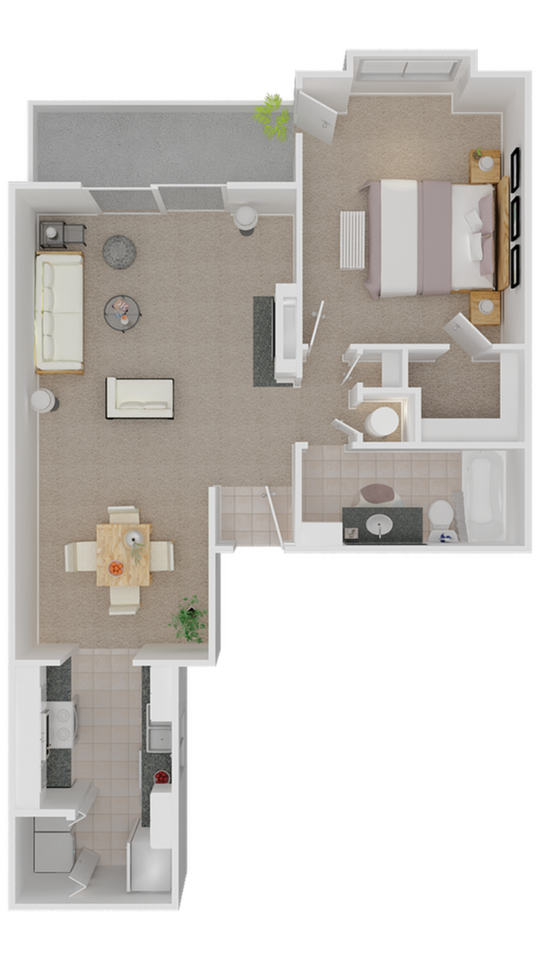 Floorplan diagram for Banyon, showing 1 bedroom