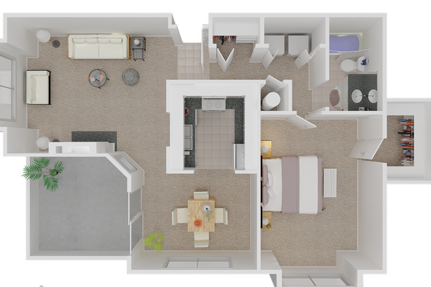 Floorplan diagram for Aspen, showing 1 bedroom