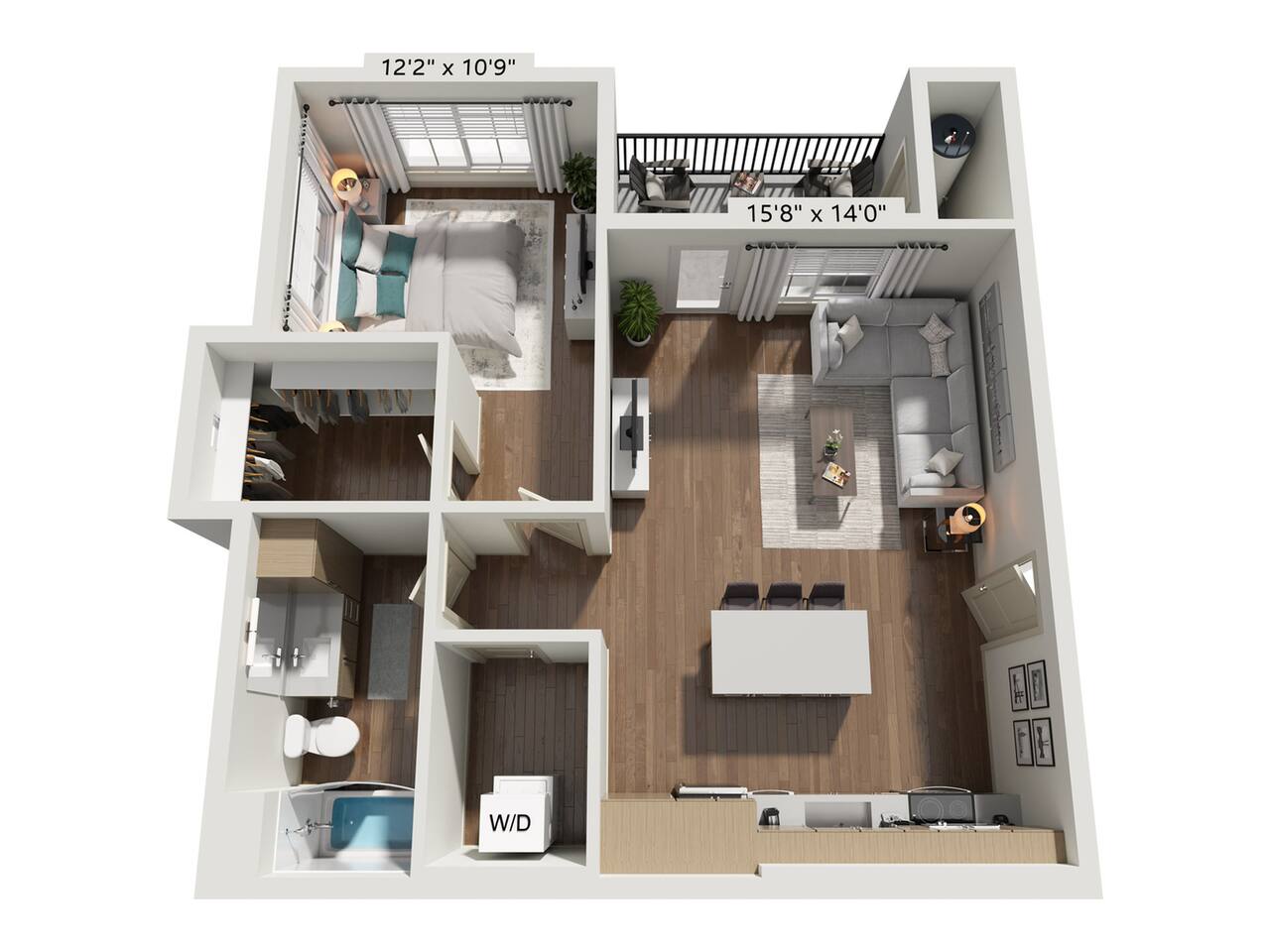 Floorplan diagram for A3, showing 1 bedroom