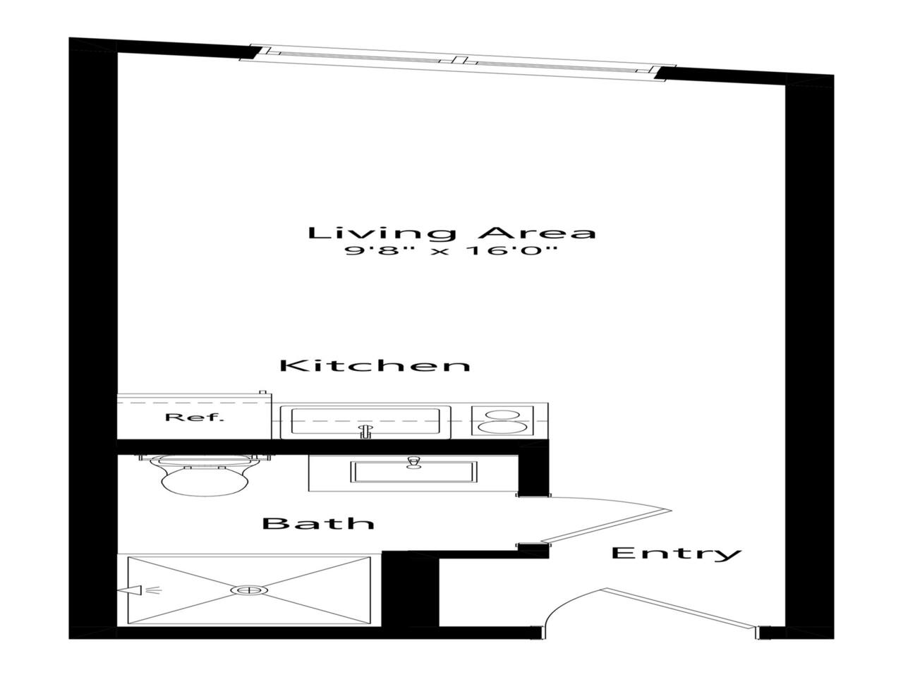 Floorplan diagram for S1, showing Studio