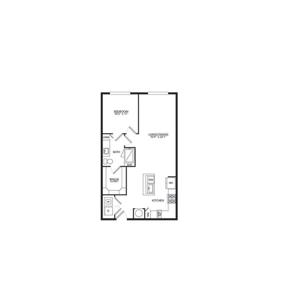 Floorplan diagram for A1A, showing 1 bedroom