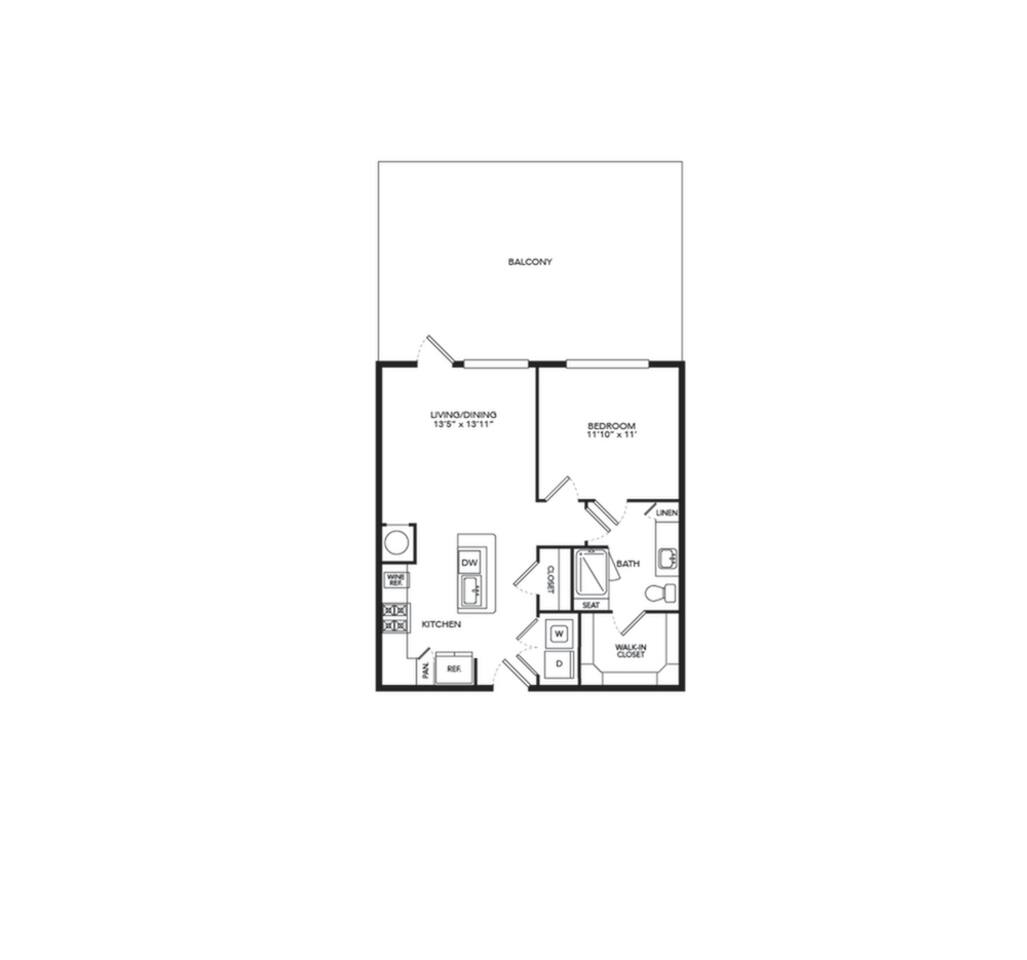 Floorplan diagram for A2A, showing 1 bedroom