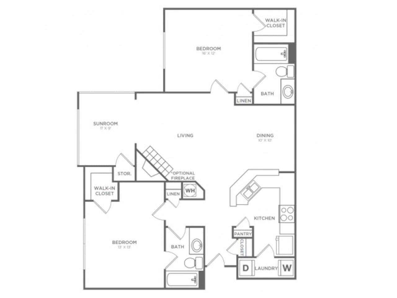 Floorplan diagram for One Bedroom, One Bath (691 SF), showing 1 bedroom