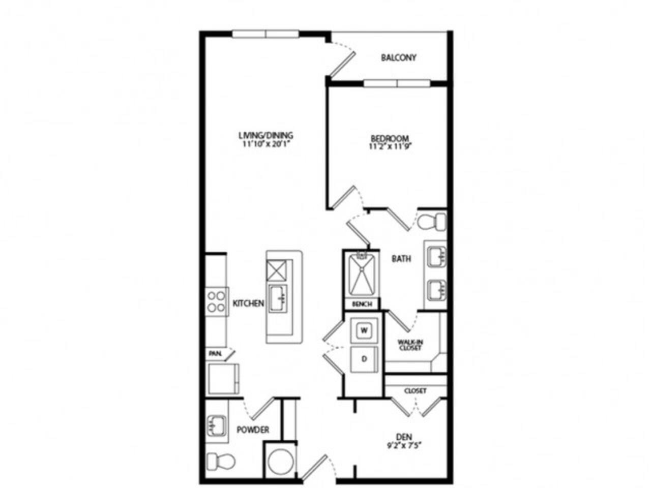 Floorplan diagram for A3, showing 1 bedroom