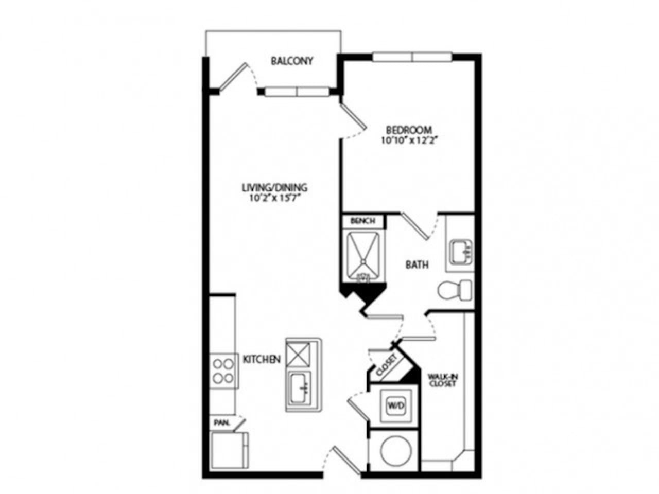 Floorplan diagram for A1, showing 1 bedroom