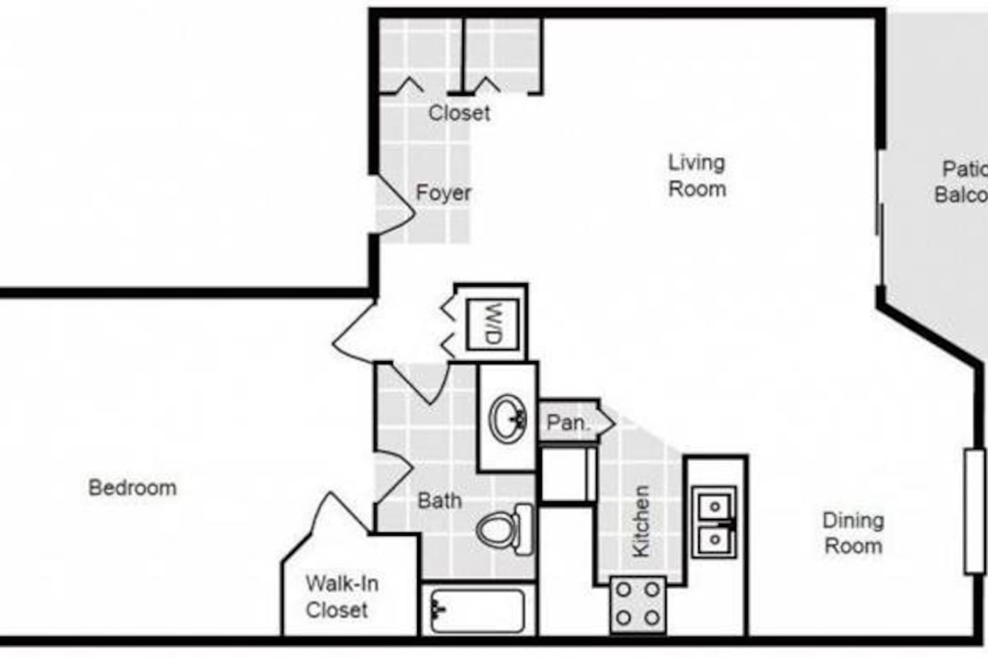 Floorplan diagram for Carrol, showing 1 bedroom