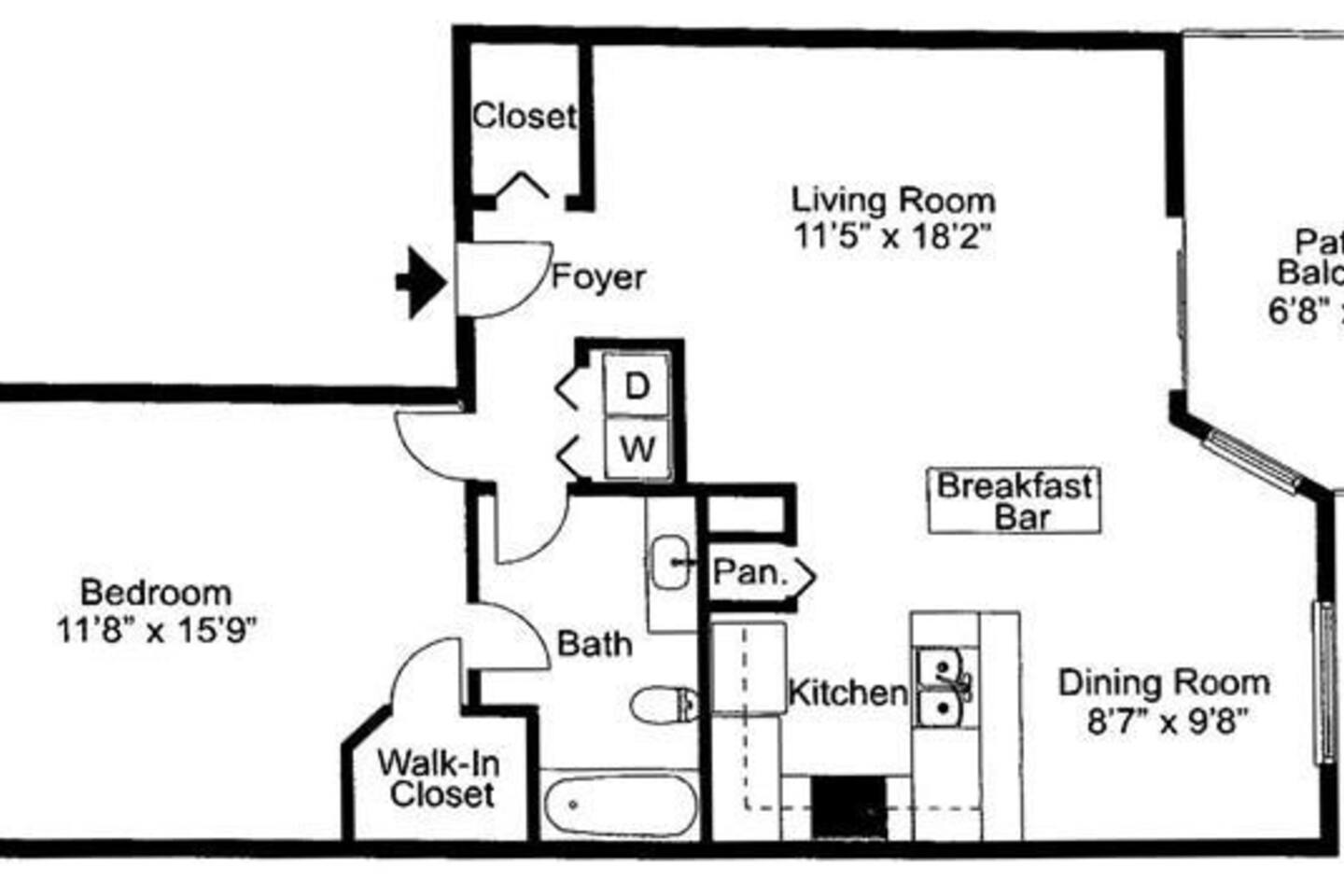 Floorplan diagram for Manatee, showing 1 bedroom