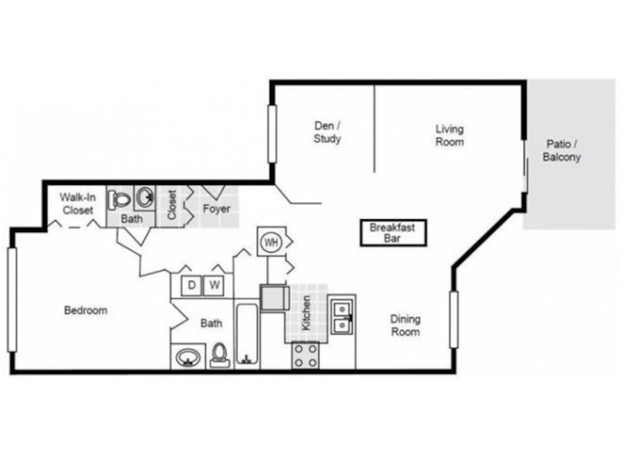 Floorplan diagram for Osceola, showing 1 bedroom