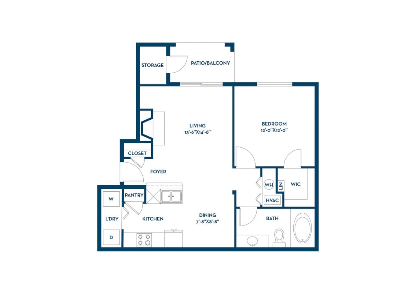 Floorplan diagram for Providence, showing 1 bedroom