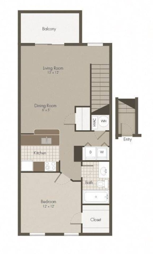 Floorplan diagram for Carriage House, showing 1 bedroom