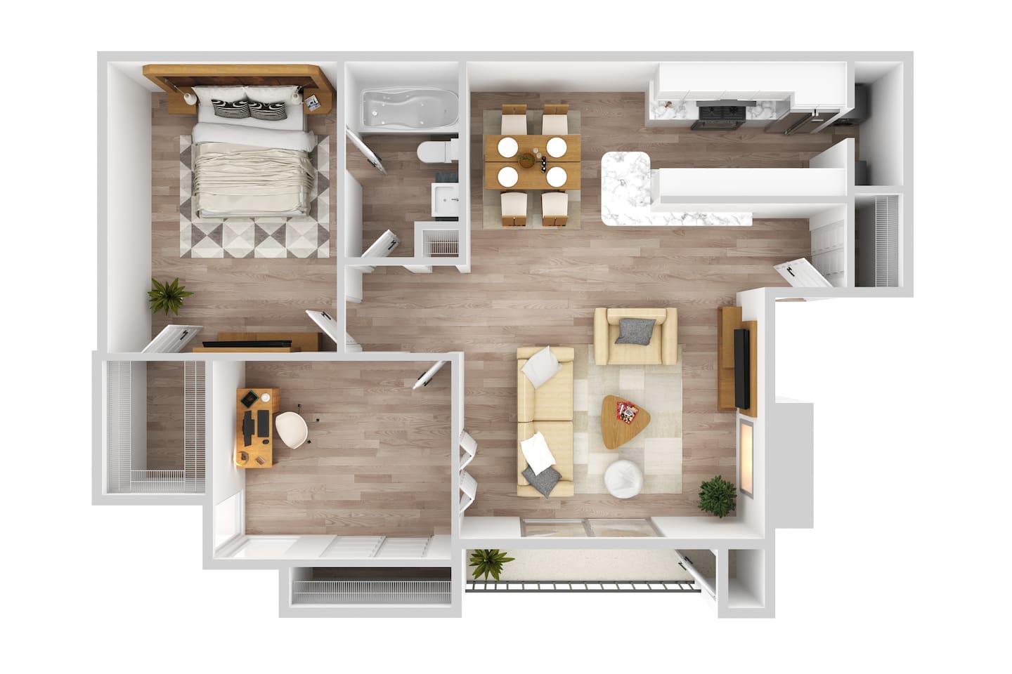 Floorplan diagram for Bordeaux, showing 1 bedroom