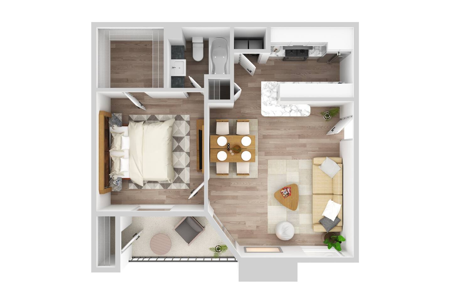 Floorplan diagram for Brittany, showing 1 bedroom