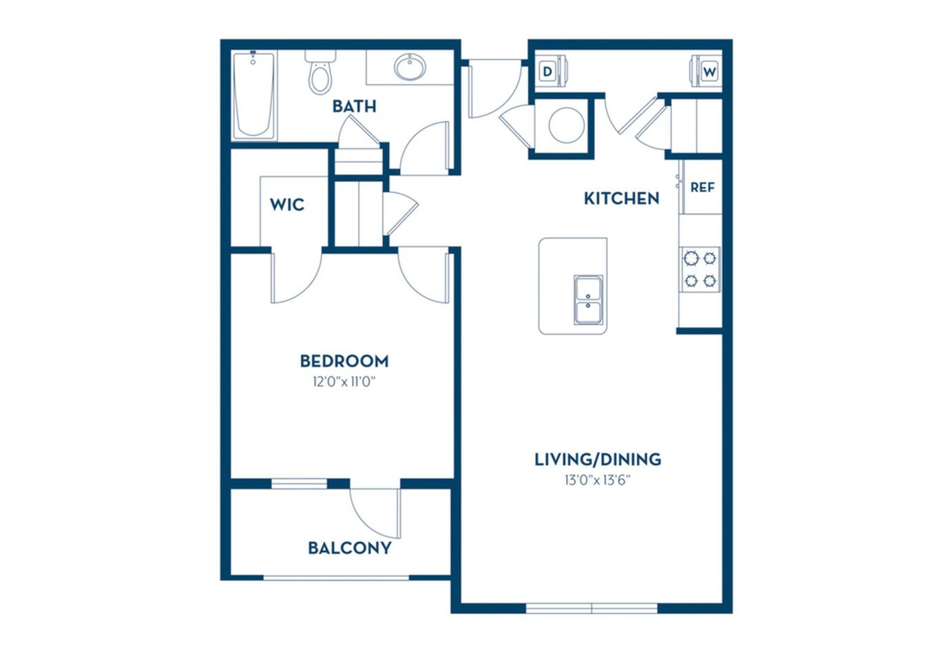 Floorplan diagram for Gateway | Renovated, showing 1 bedroom