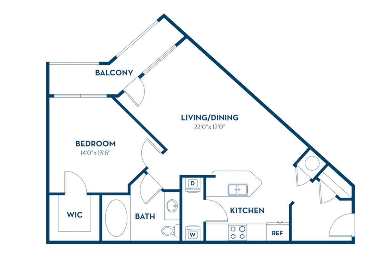 Floorplan diagram for Haven | Renovated, showing 1 bedroom