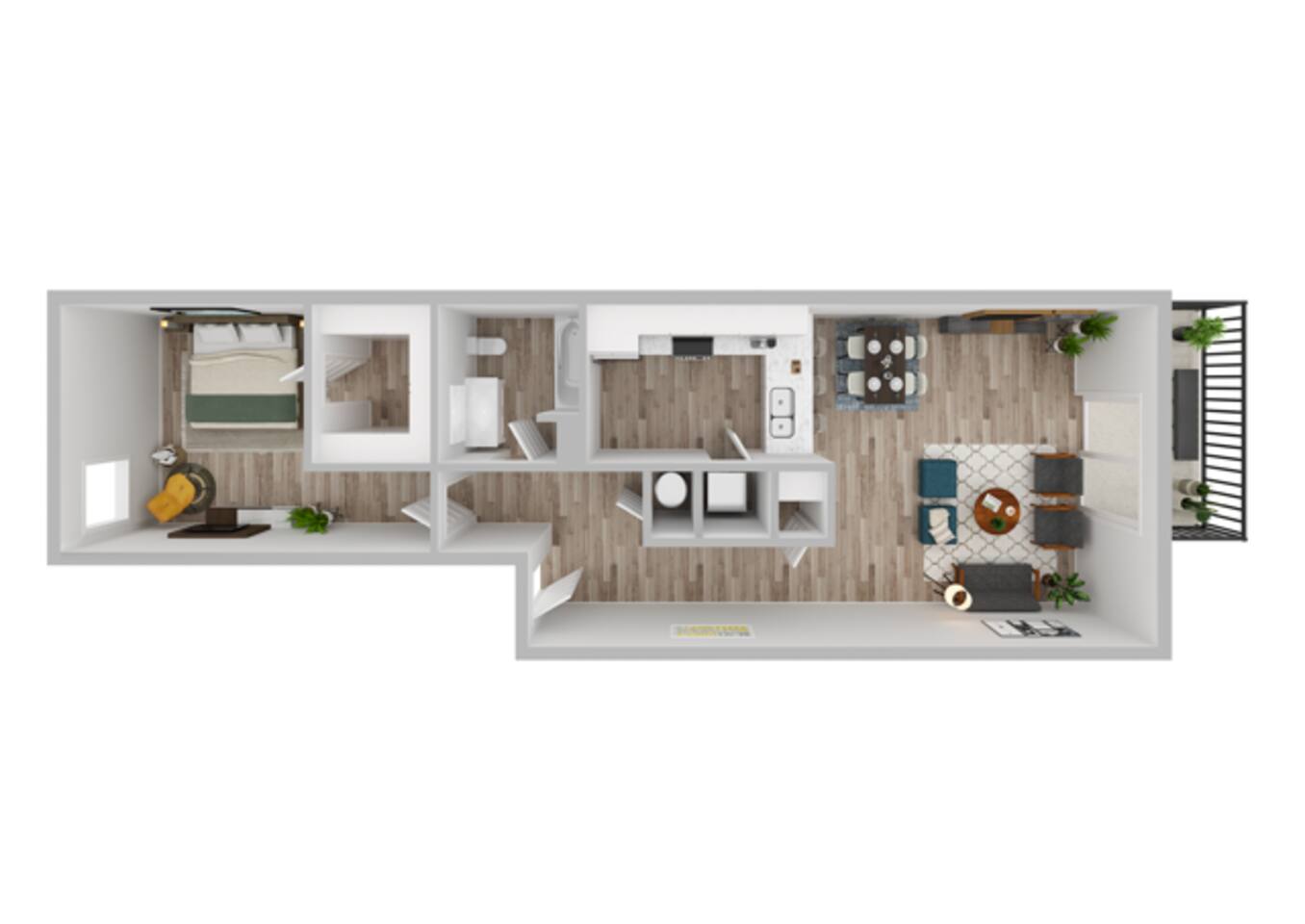 Floorplan diagram for Stream, showing 1 bedroom