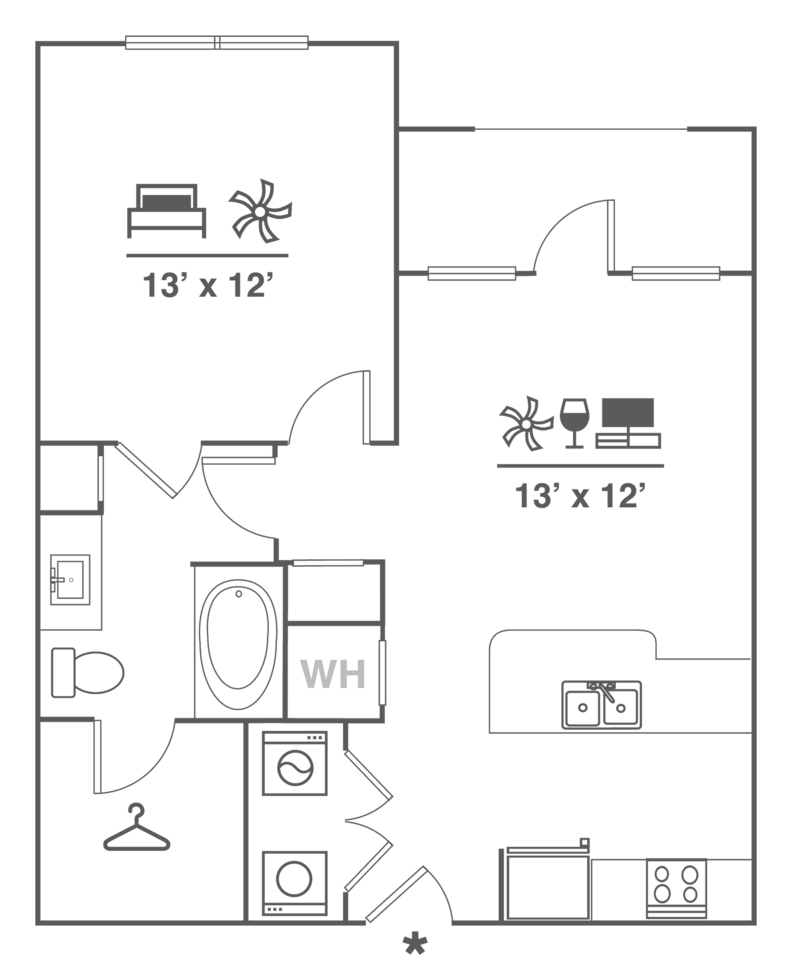 Floorplan diagram for A1, showing 1 bedroom