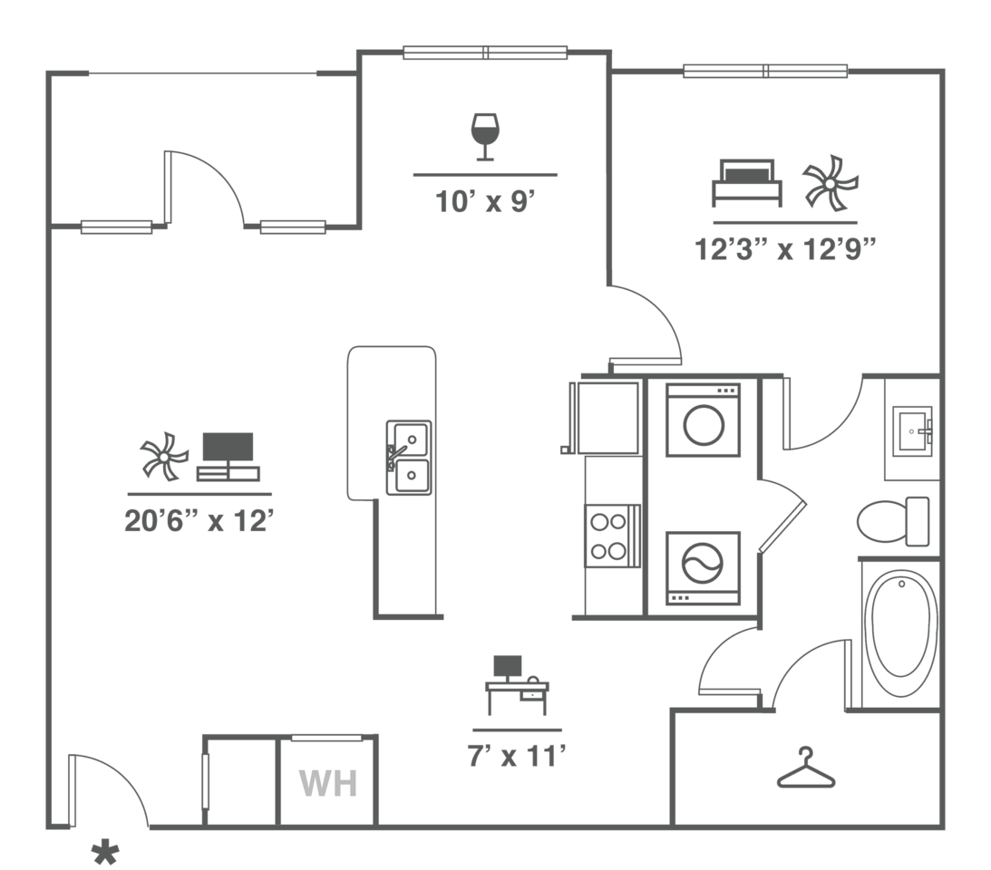 Floorplan diagram for A2, showing 1 bedroom