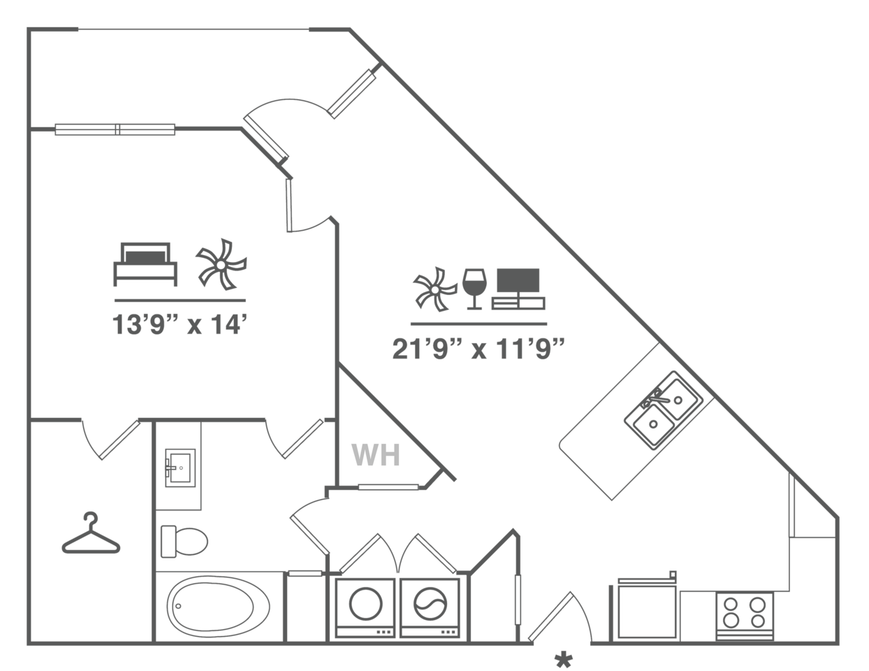 Floorplan diagram for A3, showing 1 bedroom