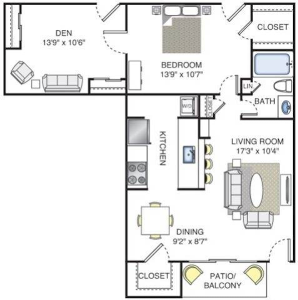 Floorplan diagram for Kandinsky, showing 1 bedroom