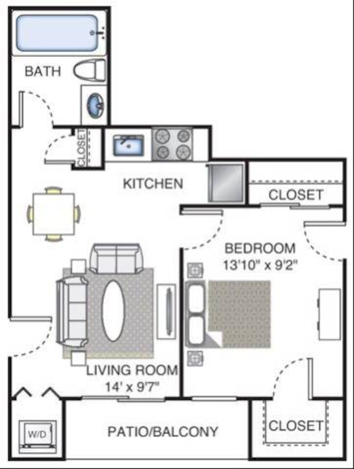 Floorplan diagram for Rembrandt, showing 1 bedroom