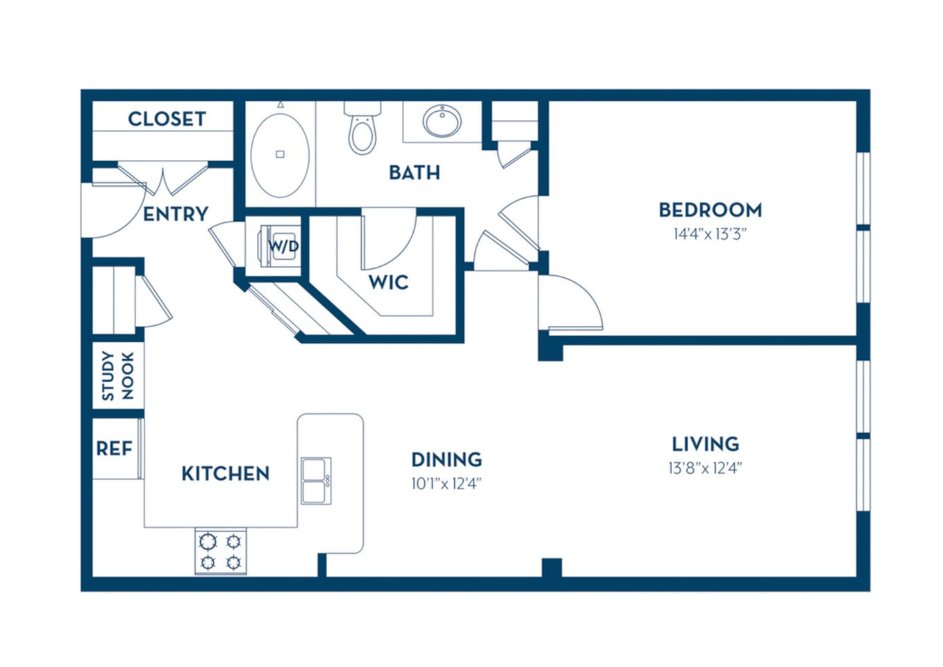 Floorplan diagram for Pamlico | Renovated, showing 1 bedroom