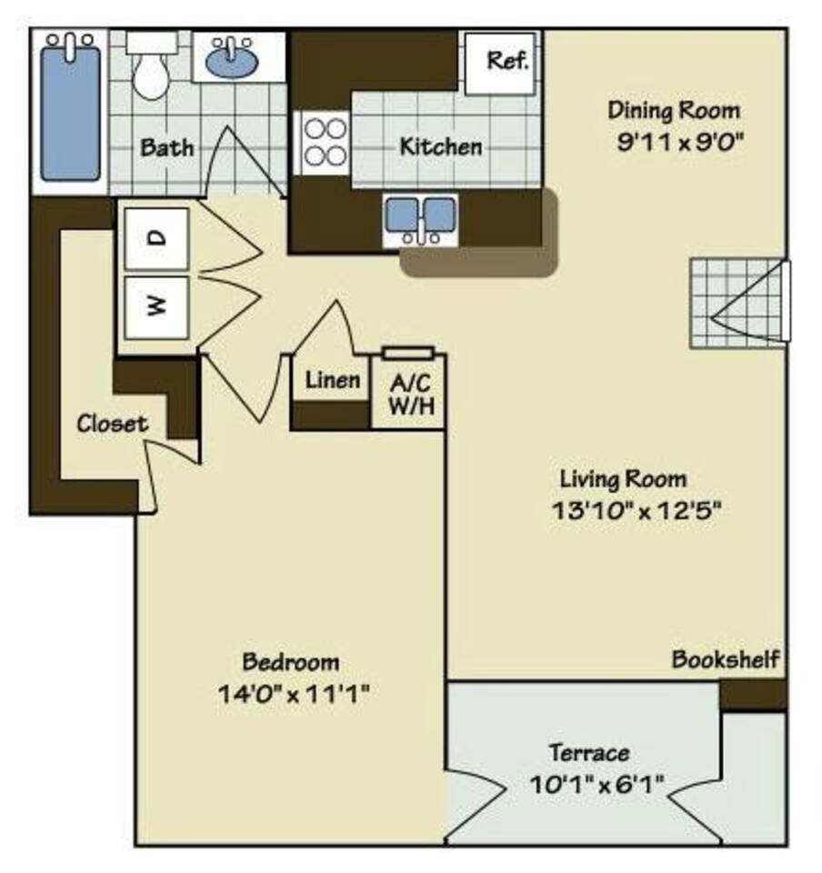 Floorplan diagram for A1, showing 1 bedroom