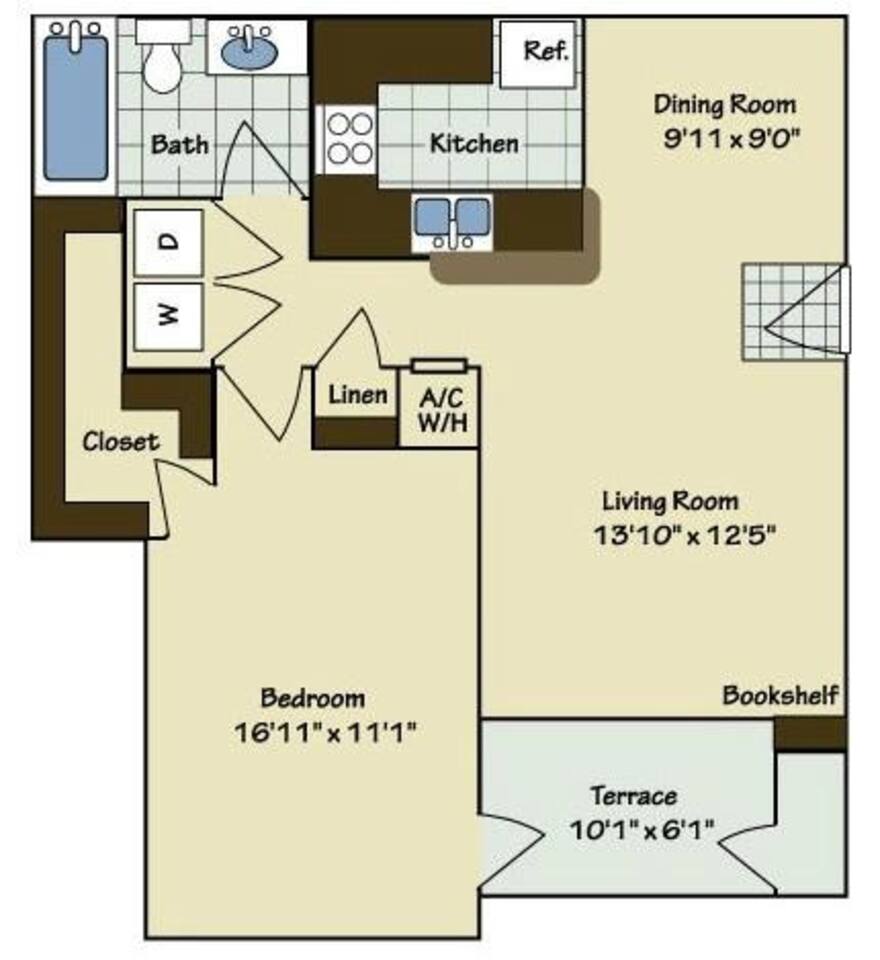 Floorplan diagram for A3, showing 1 bedroom