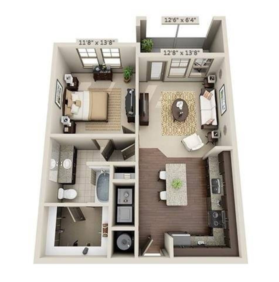 Floorplan diagram for Holston 1, showing 1 bedroom