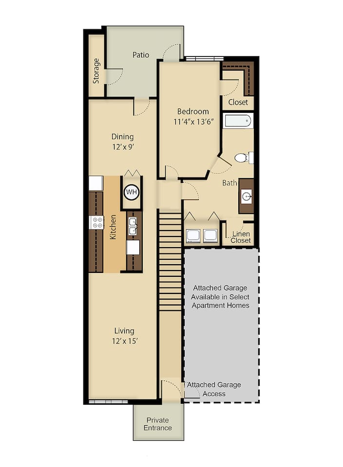 Floorplan diagram for Windjammer 2, showing 1 bedroom