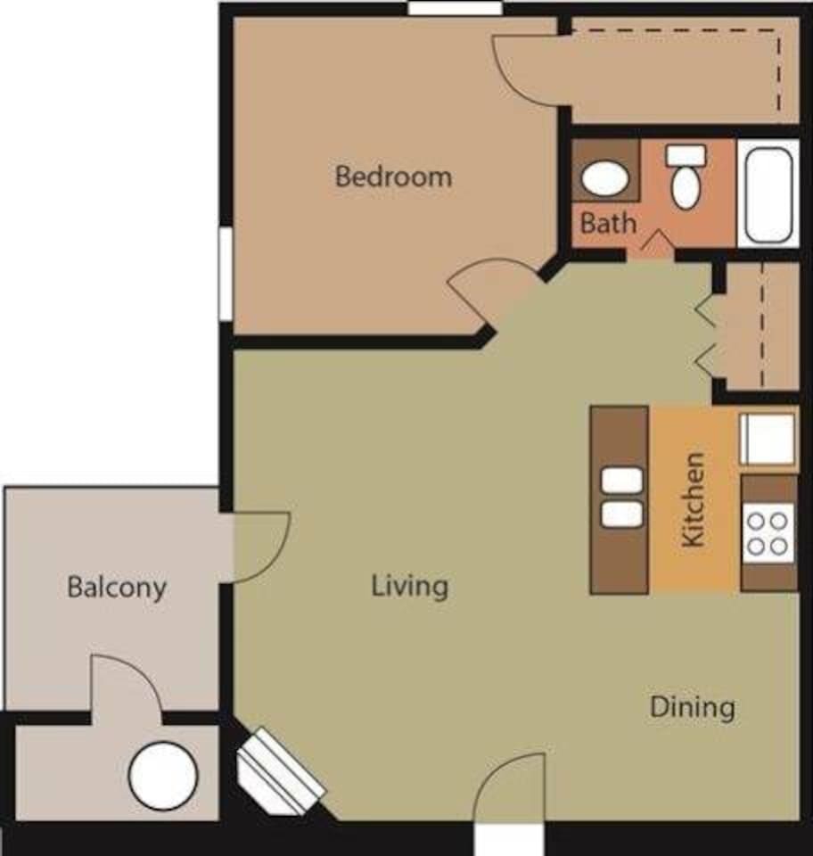 Floorplan diagram for Avalon, showing 1 bedroom